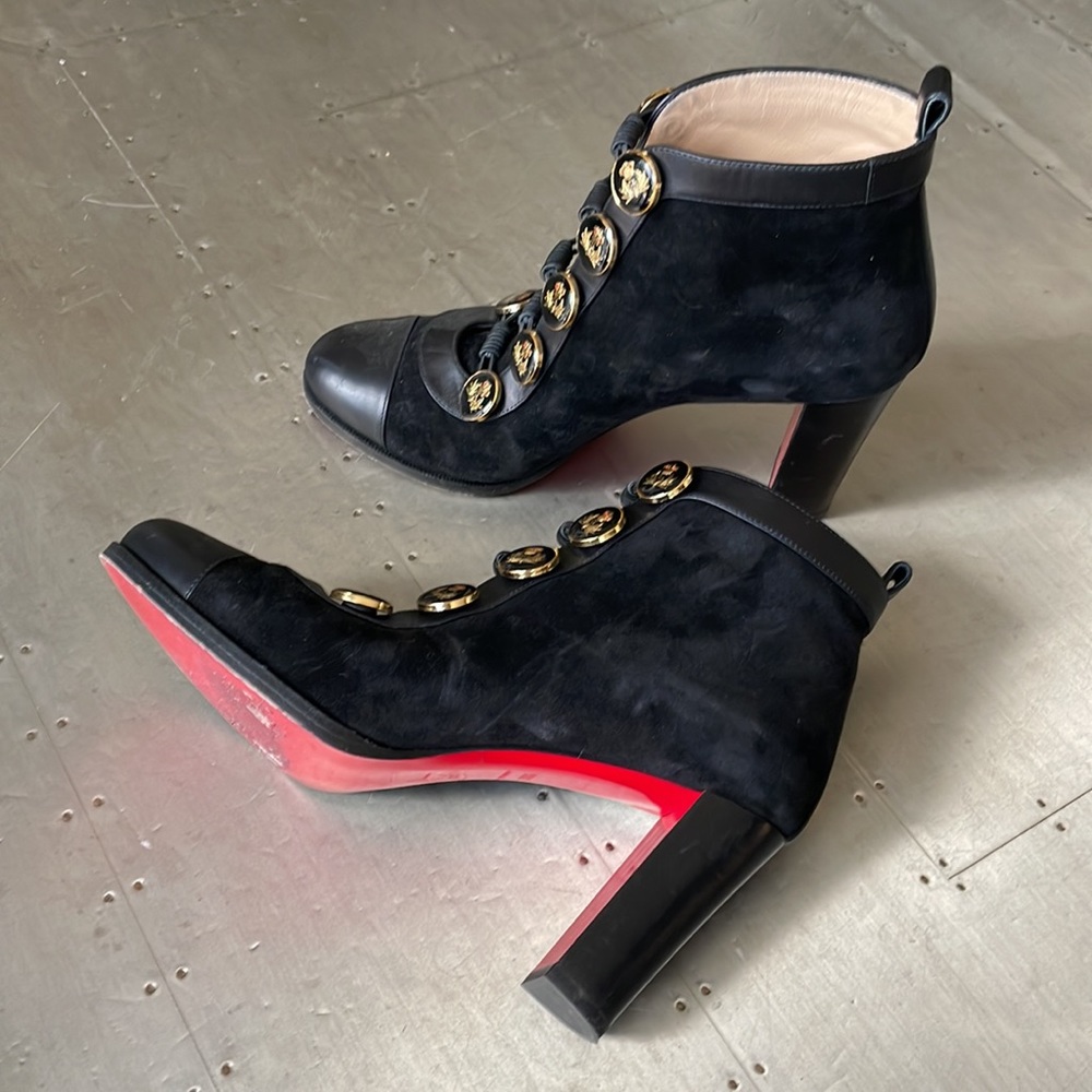 christian louboutin caval 85 boot suede bootie sz 38.5 preowned - Picture 7 of 11